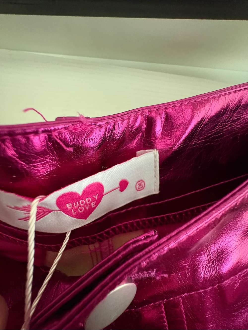 Buddy Love Metallic Fuchsia High-Waist Shorts. Size 25. NWT - Picture 2 of 4